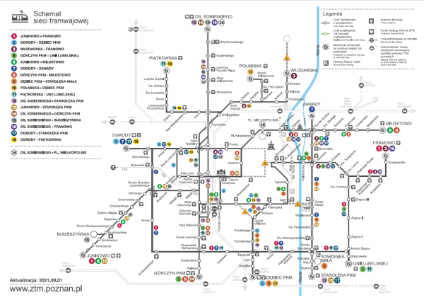 Schemat sieci tramwajowej od 2.09.2021