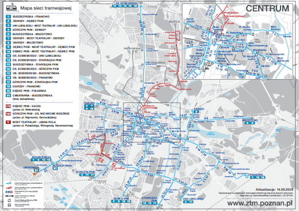 mapa sieci tramwajowej obowiazujaca od 14 wrzesnia 2024