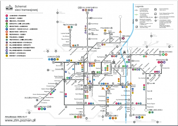 Schemat funkcjonowania linii tramwajowych