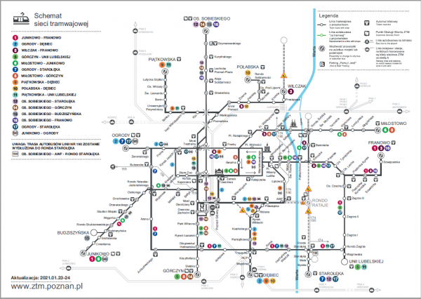 Schemat sieci tramwajowej