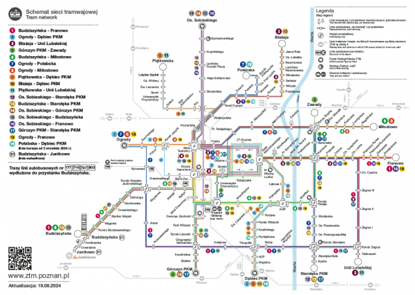 schemat sieci tramwajowej od 19 sierpnia 2024