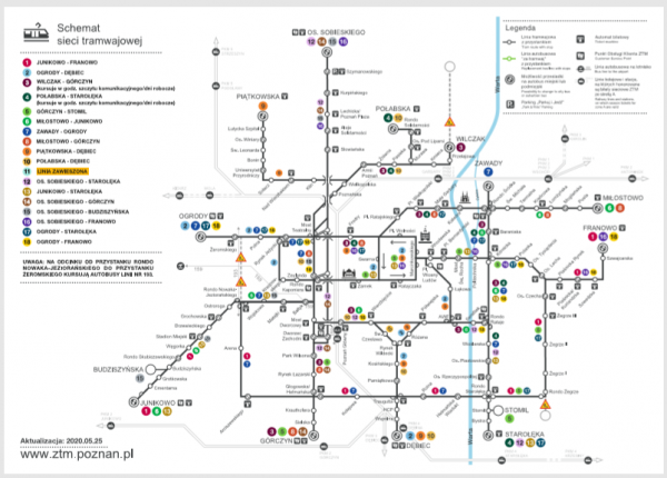 Schemat sieci tramwajowej od 25 maja2
