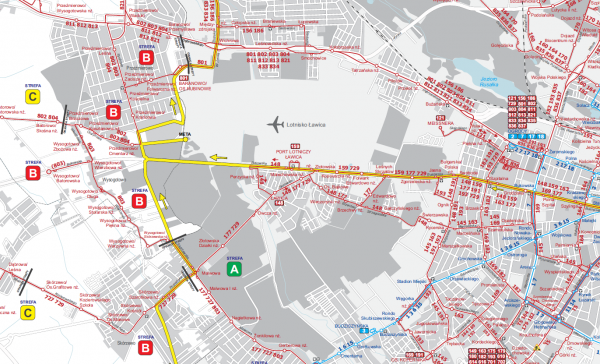 mapa polaczen komunikacji zbiorowej podczas Tour de Pologne 29 lipca 2023