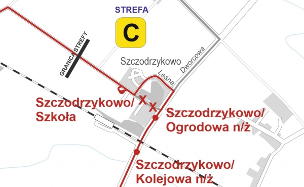 Zmiana trasy linii nr 502 w miejscowosci Szczodrzykowo