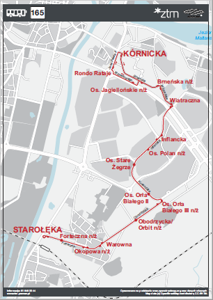 schemat trasy linii nr 165 od 23 marca 2020r