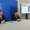 Maciej Wudarski, zastępca prezydenta Poznania oraz Daniel Wawrzyniak, zastępca dyrektora ZTM podczas konferencji prasowej
