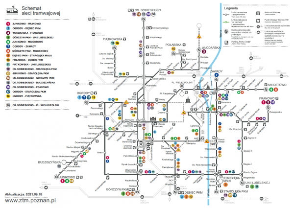 Schemat sieci tramwajowej 19.09.21