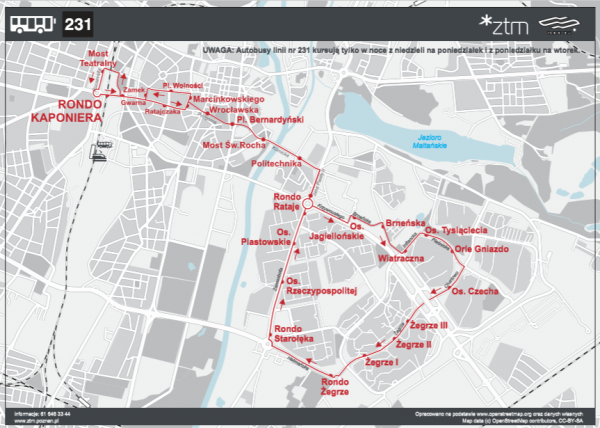 231 schemat trasy linii autobusowej