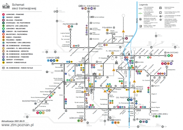 schemat sieci tramwajowej obowiazujacy od 1 czerwca 2023