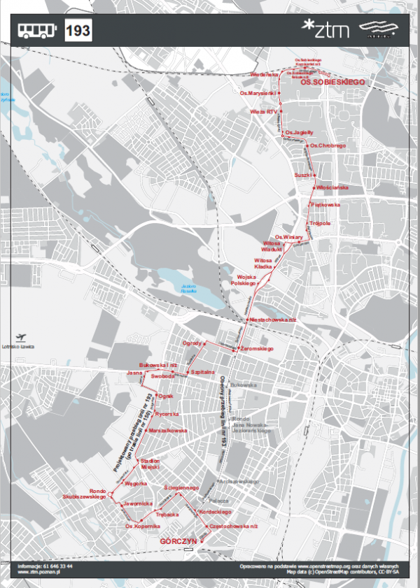 Linia nr 193 trasa przejazdu