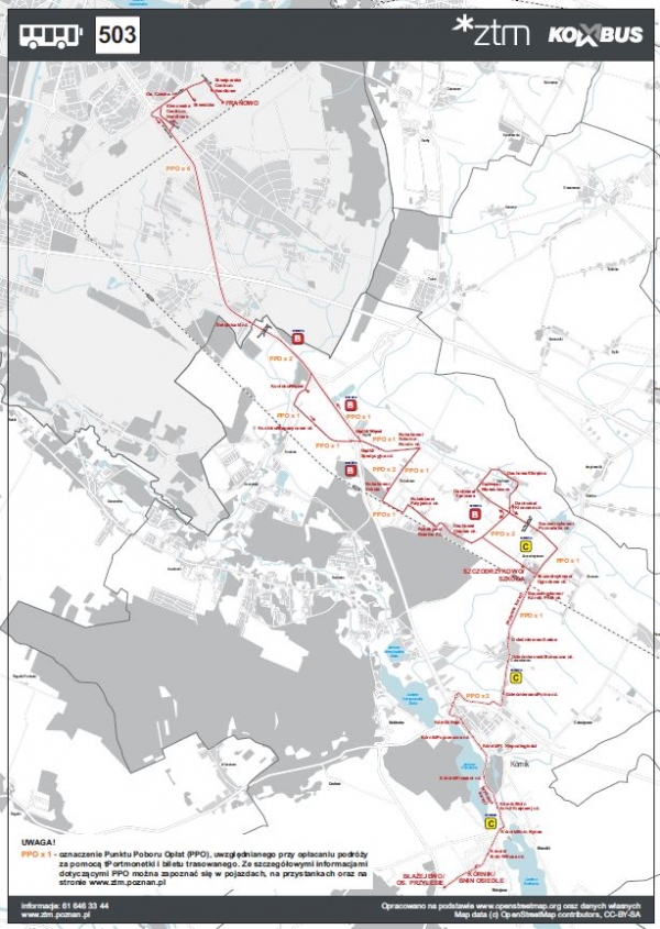 Linia nr 503 przebieg trasy