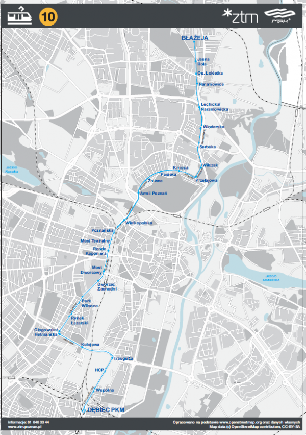 schemat trasy linii numer 10 od 23 kwietnia 2022