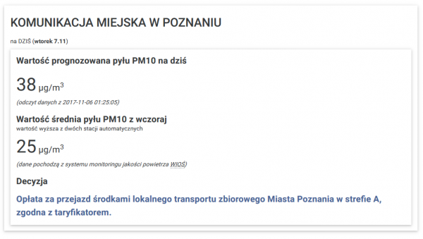 Atmosfera dla Poznania - decyzja o opłatach za przejazdy komunikacją miejską