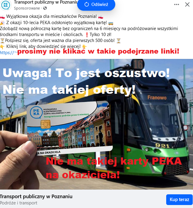 Uwaga na fałszywą ofertę karty PEKA na okaziciela