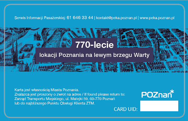 Nowa kolekcjonerska karta PEKA na okaziciela upamiętnia 770-lecie lokacji Poznania. Od dziś (14 czerwca) karta jest w sprzedaży 