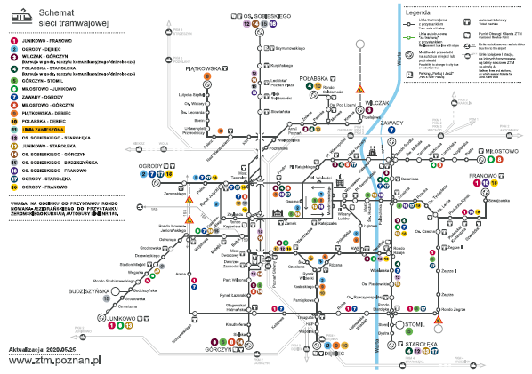 schemat sieci tramwajowej obowiazujacy od 25 maja 2020