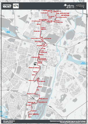 schemat trasy linii nr 171 od 4 listpada 2019
