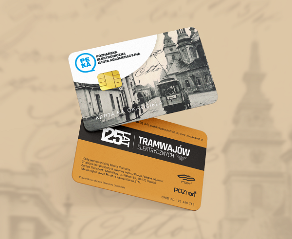wizualizacja karty PEKA na okaziciela upamietniajacej 125 lecie tramwajow elekrycznych w Poznaniu