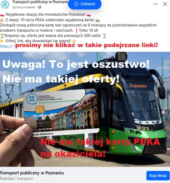 Fałszywa karta PEKA Poznań