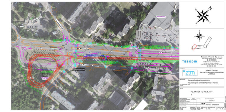 Tramwaj na Kopernika - plan sytuacyjny torowiska z uwzględnieniem ul. Promienistej